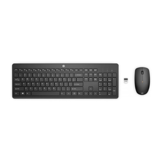 Kit Tastiera e Mouse HP 235 Wireless KB+DNGL+Mouse Spagnolo, USB, Nero, Nuovo