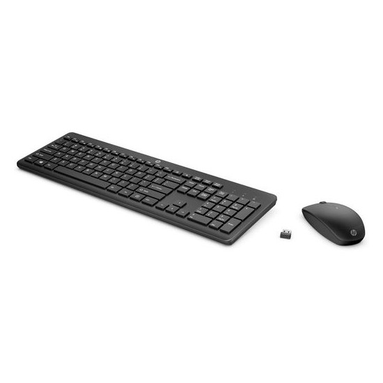 Kit Tastiera e Mouse HP 235 Wireless KB+DNGL+Mouse Spagnolo, USB, Nero, Nuovo