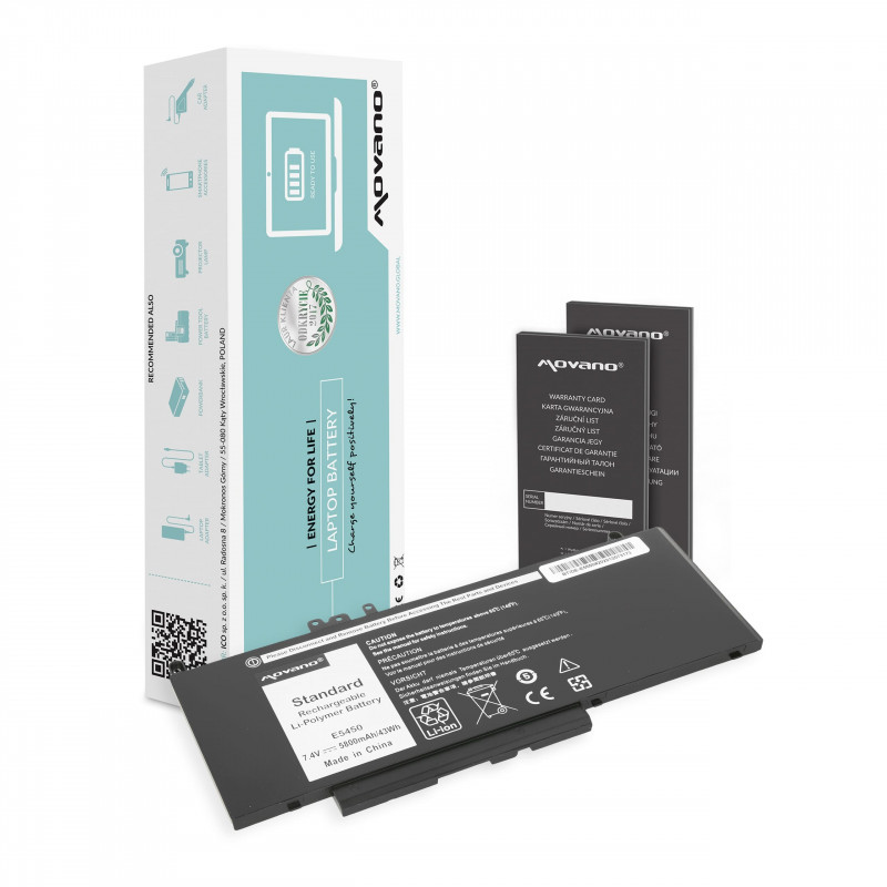 Movano Batteria per Dell Latitude E5450, E5550 7,4 V (7,6 V) 5800 mAh (43 Wh)