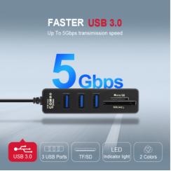 Moltiplicatore HUB USB 3.0 e lettore Micro SD e SD (HC)