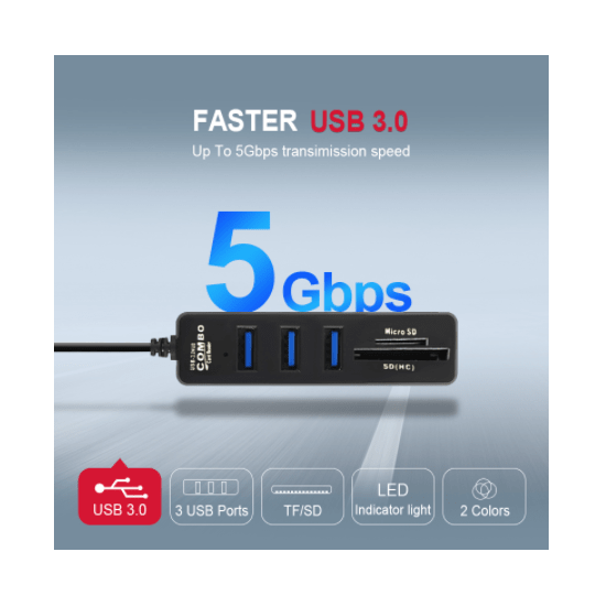 Moltiplicatore HUB USB 3.0 e lettore Micro SD e SD (HC)