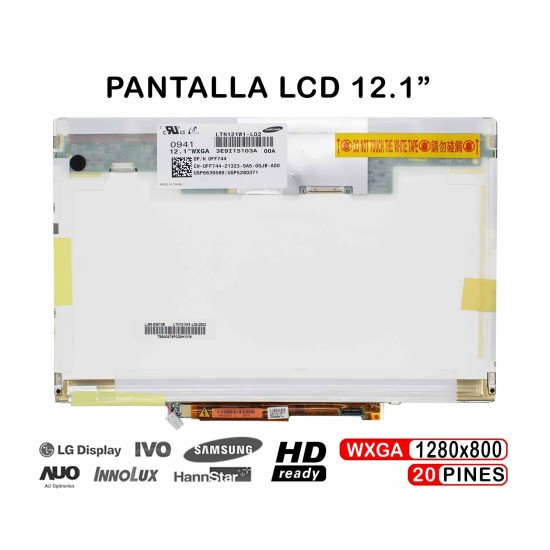SCHERMO LCD DA 12,1" PER COMPUTER PORTATILE LTN121W1-L02