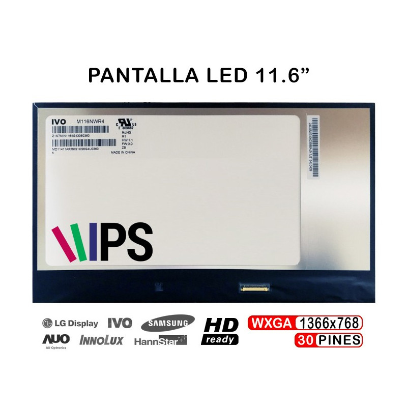DISPLAY A LED PER LAPTOP DA 11,6" M116NWR4 R1 1366X768 30 PIN IPS