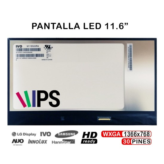 DISPLAY A LED PER LAPTOP DA 11,6" M116NWR4 R1 1366X768 30 PIN IPS