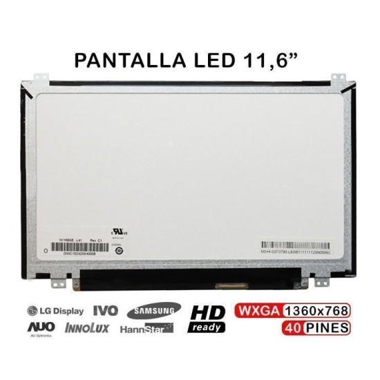 DISPLAY A LED DA 11,6" PER LAPTOP N116BGE-L41 N116BGE-L42 B116XW03 V.2