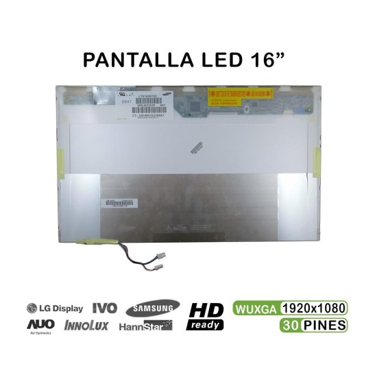 SCHERMO A LED DA 16" CON DOPPIO CCFL PER LAPTOP LTN160HT03 LTN160HT03-001 LJ96-04432A