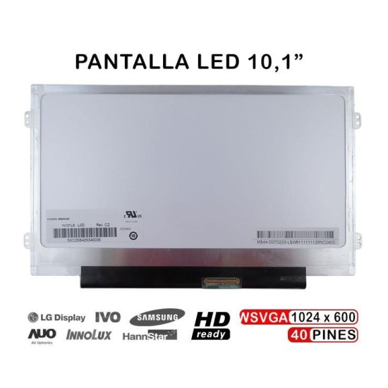 SCHERMO PER NETBOOK DA 10,1 POLLICI B101AW06 WSVGA N101L6 L0A REV.C2 EXTRA SOTTILE