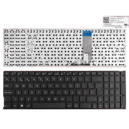 ASUS A556U A556UA A556UB A556UF A556UJ A556UR A556UV A556 X556 TASTIERA NERA PER LAPTOP (SENZA CORNICE, SENZA LAMINA, WIN8)