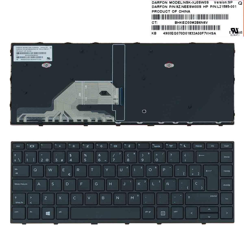 TASTIERA PER COMPUTER PORTATILE HP PROBOOK 430 G5 440 G5 445 G5 NERO CON CORNICE