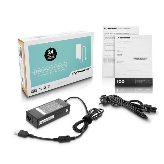 Caricabatterie Movano per Lenovo Yoga | 20V 4.5A 90W Square Pin
