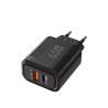 Caricatore GaN 65W USB-C USB-A con ricarica rapida PD e QC3.0 Nero