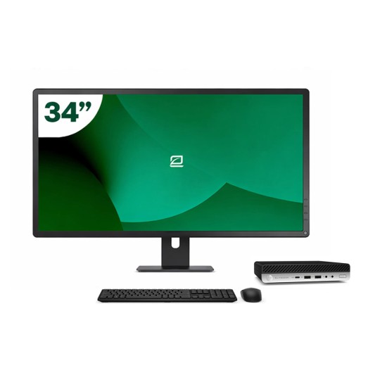 Pack HP 600 G5 Mini i7 9700T + Monitor 34" + Tastiera/Mouse + WiFi USB