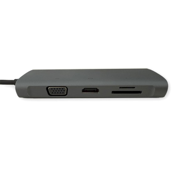 Hub USB Tipo C 10 in 1 con HDMI VGA RJ45 Gigabit