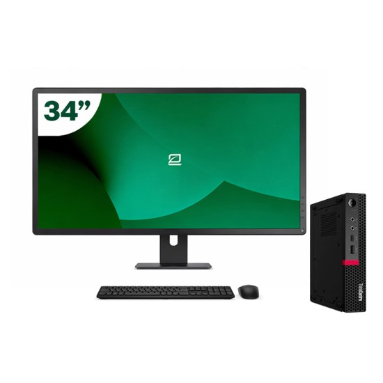 Pack Lenovo M720q Tiny i5 9500T + Monitor 34" + Tastiera/Mouse + WiFi USB