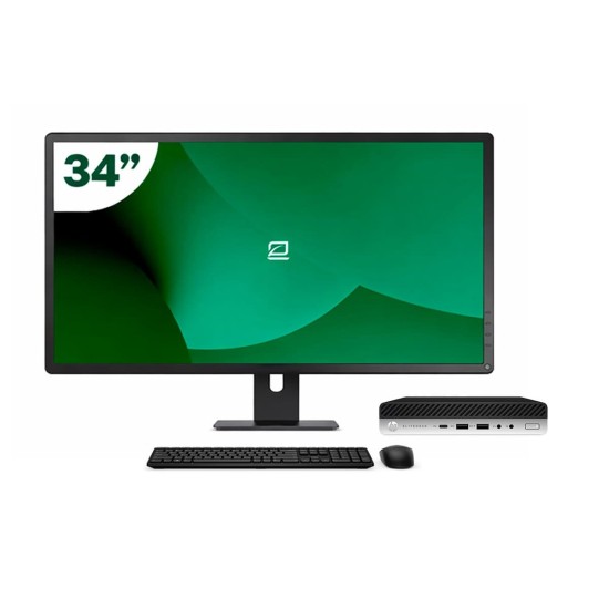 Pack HP 800 G5 Mini i5 9500T + Monitor 34" + Tastiera/Mouse + WiFi USB