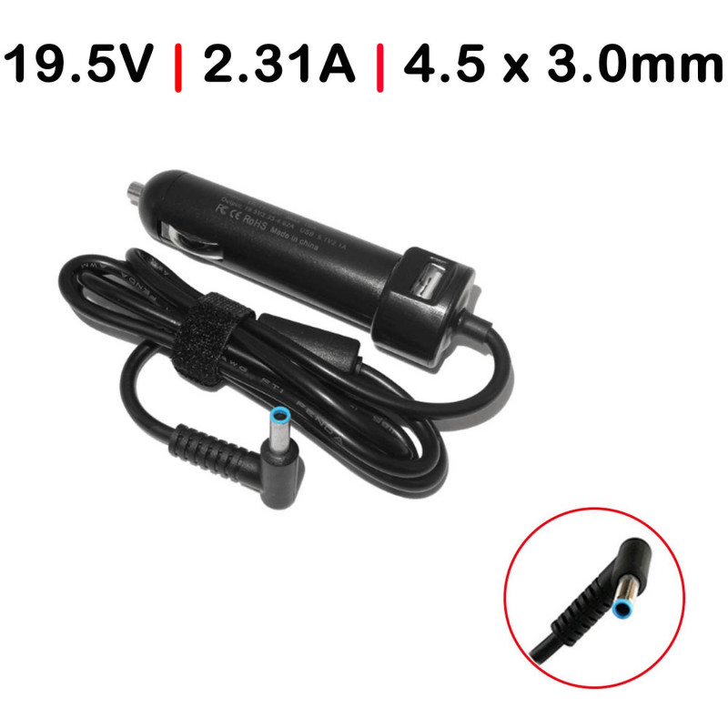 CARICABATTERIE PER AUTO PORTATILE HP SPLIT 19,5V 2,31A 4,5 x 3,0MM 45W