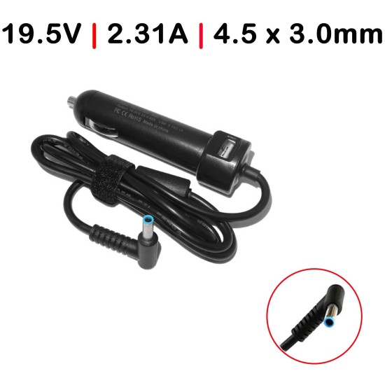 CARICABATTERIE PER AUTO PORTATILE HP SPLIT 19,5V 2,31A 4,5 x 3,0MM 45W